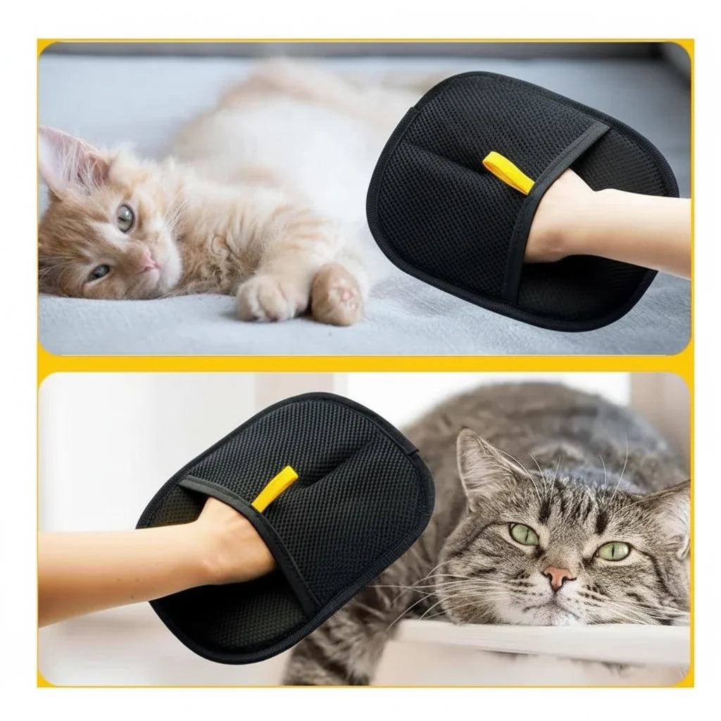 Pet Deshedding Glove Brush for Dogs & Cats – Double-Sided Hair Remover